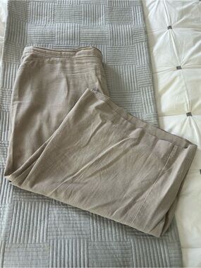 Beige/Taupe Linen Blend Cropped Wide Leg Pants